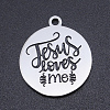 Non-Tarnish 201 Stainless Steel Etched Pendants STAS-N090-JN802-1