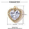 304 Stainless Steel Micro Pave Cubic Zirconia Pendants STAS-OY010-83G-2