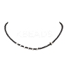 2Pcs 2 Styles Brass Moon Star and Faceted Round Natural Black Spinel Beaded Necklaces for Women NJEW-JN05657-3