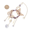 Iron Butterfly & Natural Amethyst Chip Ring Pendant Decorations HJEW-TA00244-3