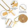 3Pcs 3 Colors Stainless Steel Cross Pendant Necklace with Box Chains NJEW-AN0001-76-3
