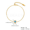 Cubic Zirconia Teardrop Link Bracelet with Golden Stainless Steel Cable Chains DH6731-1-2