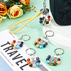5Pcs 7 Chakra Gemstone Bead Pendant Keychain with Tibetan Style Alloy Charm KEYC-FH00032-5