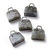 Natural Labradorite Brass Pendants KK-E274-01P-09-1