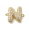 Brass Micro Pave Cubic Zirconia Letter Links KK-I717-04N-1