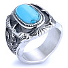 304 Stainless Steel and Synthetic Turquoise Finger Rings for Men FS-WGEFF67-05-4