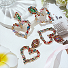 2 Pairs 2 Colors Rhinestone Hollow Out Heart Dangle Stud Earrings EJEW-FI0001-13-7