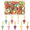 80Pcs Synthetic Turquoise Cross Pendant Decorations HJEW-FS00038-1