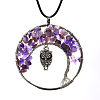 Natural Amethyst Chips Tree of Life Pendant Necklaces FIND-PW0027-01B-07-1