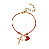 304 Stainless Steel Enamel & Cotton Cord Charm Bracelets FS-WGBC5B1-01-1