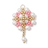 Glass Seed Beaded Flower Pendants PALLOY-MZ00827-05-1