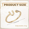 1Pc Brass Micro Pave Clear Cubic Zirconia Open Cuff Rings for Women RJEW-LP0002-37U-2