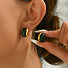 Vintage 201 Stainless Steel Enamel C-shaped Earrings for Women RW3293-1-1