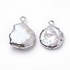 Electroplate Natural Baroque Pearl Keshi Pearl Pendants PEAR-Q008-08P-2