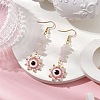 Evil Eye Natural Rose Quartz Chip & Seed Beads Dangle Earrings EJEW-MZ00166-01-2