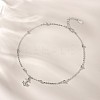 Anchor Brass Micro Pave Clear Cubic Zirconia Charm Anklets for Women FS-WGF32C0-01-1