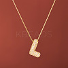 Brass Micro Pave Clear Cubic Zirconia Initial Pendant Necklaces for Women FS-WGDC51D-12-1