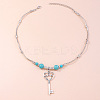 Alloy with Synthetic Turquoise Pendant Necklaces FS-WG9418F-01-1