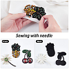 3Pcs 3 Style Tree & Pineapple & Cherry Rhinestone Beading Applqiues PATC-GF0001-26-6