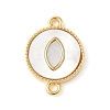 Brass Pave Natural White Shell Connector Charms KK-S522-03C-G-1