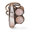 Nuggets Natural Quartz Crystal & Rose Quartz Adjustable Rings RJEW-A041-04R-3