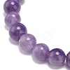 Natural Amethyst Round Beaded Stretch Bracelet with Heart Charm BJEW-JB09019-02-5