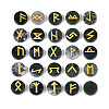 Brass Elder Futhark Alphabet Engraved Symbol Flat Round Natural Indian Agate Rune Stones G-I373-01A-1