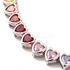 Colorful Cubic Zirconia Heart Pendant Necklace NJEW-E074-03P-2