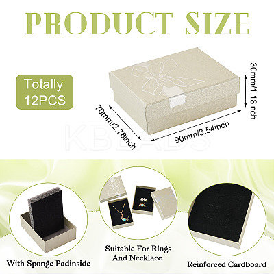 12Pcs Bowknot Printed Paper Jewelry Set Storage Gift Boxes CBOX-TA0001-14F-1