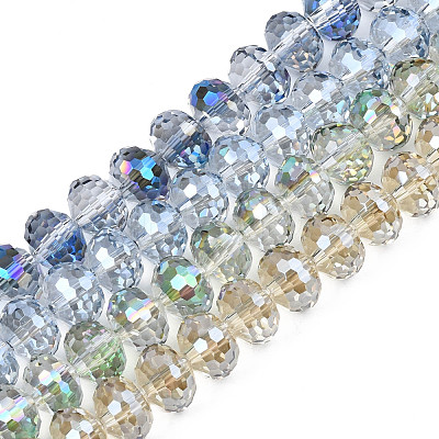Electroplate Transparent Glass Beads Strands EGLA-N002-16-1