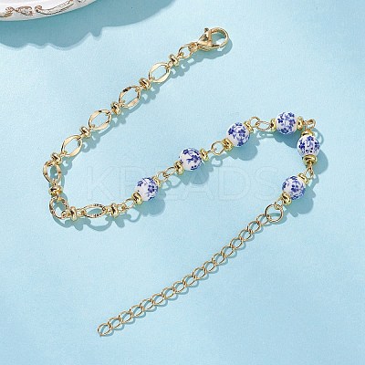 Brass Oval Link Chains Bracelets BJEW-JB12683-1