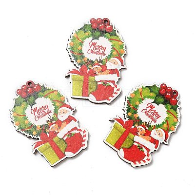 Single Face Christmas Printed Wood Big Pendants WOOD-D025-20-1