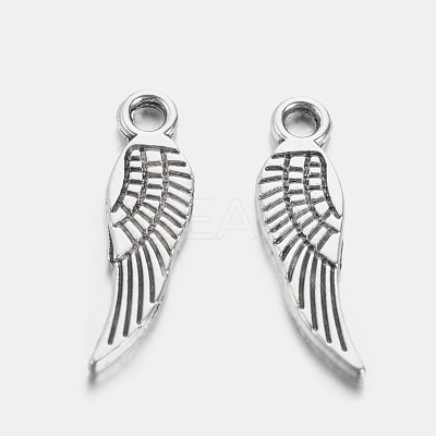 Tibetan Style Alloy Wing Charms TIBEP-3344-AS-RS-1