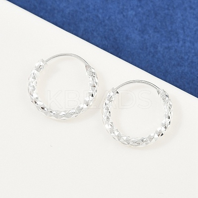 Brass Textured Hoop Earrings EJEW-F378-03A-S-1