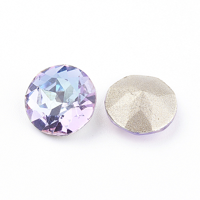 Pointed Back & Back Plated Glass Rhinestone Cabochons LS-RGLA-J012-10mm-001VL-1