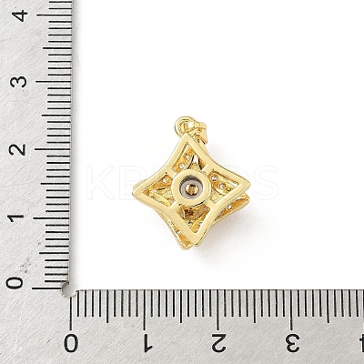Rotatable Brass Micro Pave Clear Cubic Zirconia Pendants KK-F905-23G-03-1