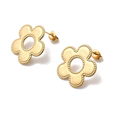 304 Stainless Steel Flower Stud Earrings LS-EJEW-F398-02G-1