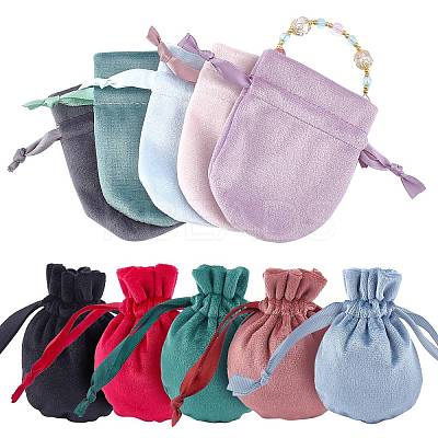 10 Pcs 10 Colors Velvet Jewelry Pouches Bags TP-PH0001-14-1