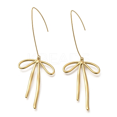 304 Stainless Steel Bowknot Dangle Earrings EJEW-H015-02G-1