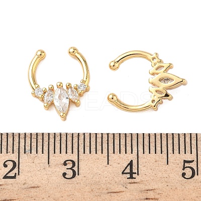 Brass Pave Clear Cubic Zirconia Circular/Horseshoe Barbell Nose Rings EJEW-D337-18C-G-1