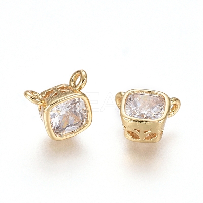 Brass Cubic Zirconia Charms ZIRC-D118-07G-1