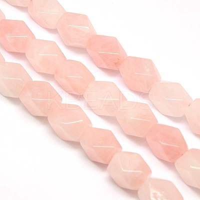 Natural Rose Quartz Faceted Rhombus Beads Strands G-L235A-01-1