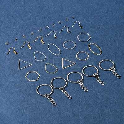 DIY Hexagon/TeardropOval/Triangle Brass Dangle Earring Jewelry Making Kits DIY-FS0007-62-1