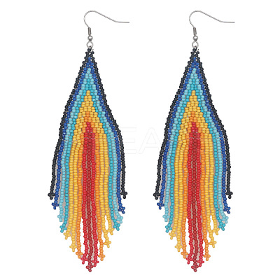 Handmade Glass Seed Beads Tassel Dangle Earrings EN2812-2-1