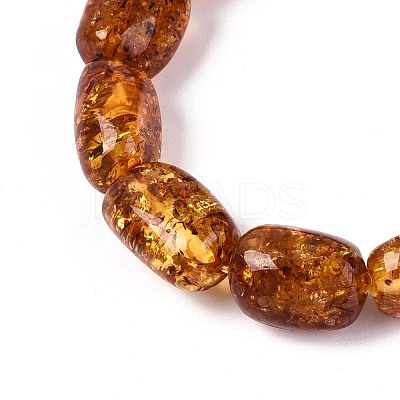 Natural Amber Beaded Stretch Bracelets for Men Women BJEW-T018-24-1