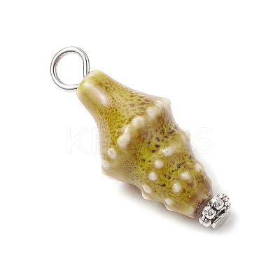 Vintage Style Glazed Porcelain Conch Shell Pendants PALLOY-JF03898-1