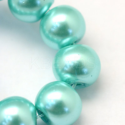 Baking Paint Pearlized Glass Pearl Round Bead Strands HY-Q330-8mm-65-1