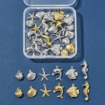 36Pcs 12 Styles Ocean 304 Stainless Steel Pendants STAS-FS0001-95-1