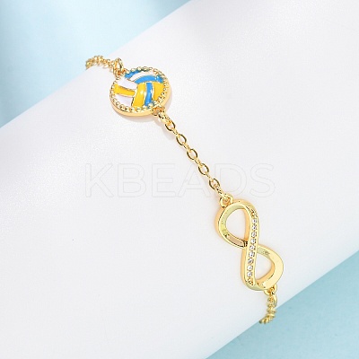 Sports Brass Micro Pave Cubic Zirconia Infinity Link Bracelets BJEW-D386-01B-G-1