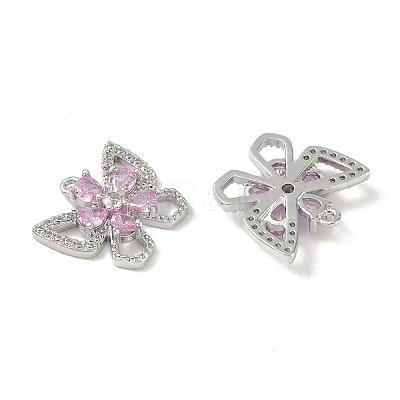 Brass Micro Pave Clear Cubic Zirconia Pendants KK-S367-18B-1